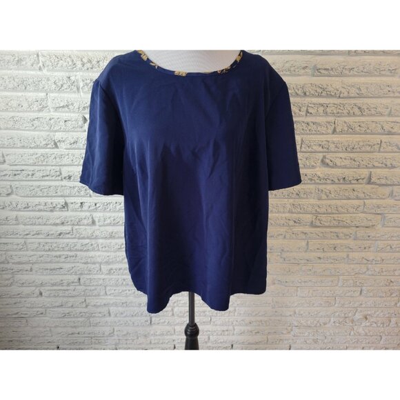Susan Graver QVC Womens Top 2X Plus Tee Blue Pullover Polyester Career BLU147E - Picture 4 of 7